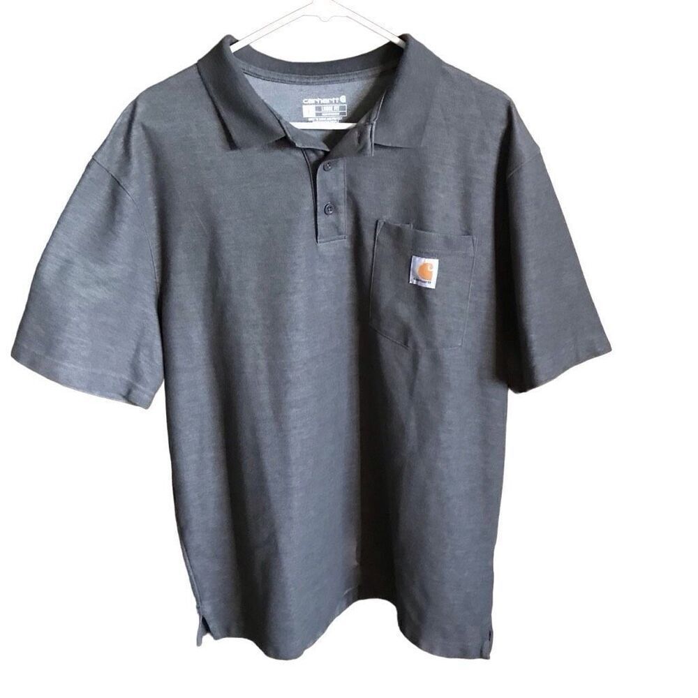 Carhartt Mens loose fit polo shirt Size Large Gray short sleeve